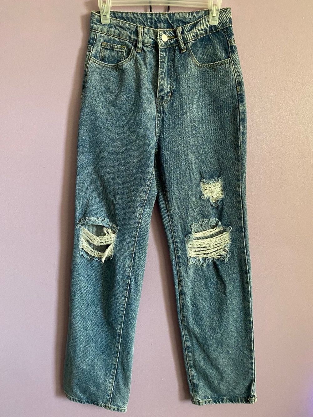 SHEIN ICON Ripped Boyfriend Jeans Size XS (2) High Rise Distressed